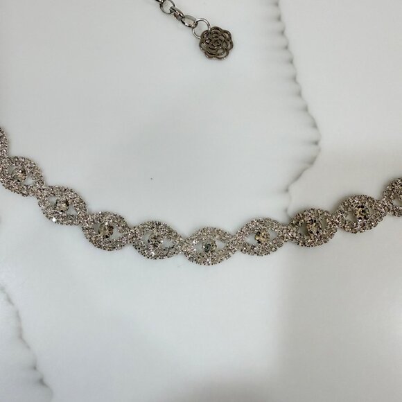 Rhinestone Womens Belt Sparkly Silver Crystal Diamond Look Wedding Bridal Formal - Picture 6 of 11